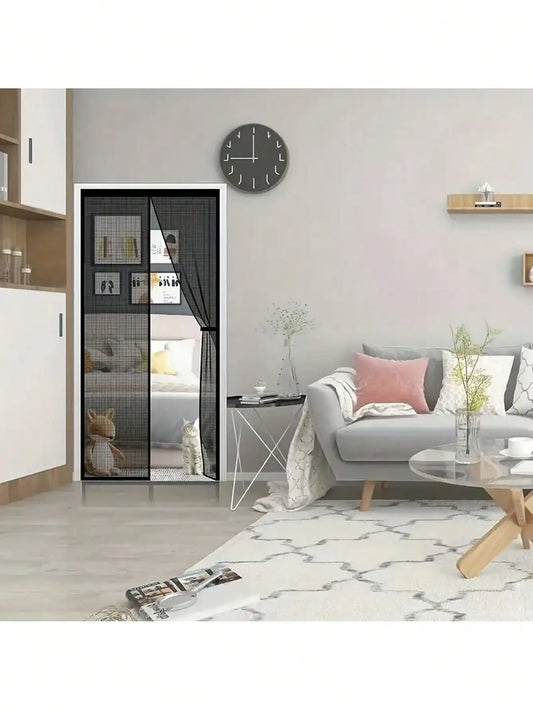 1pc Heavy Duty Magnetic Screen Door with Full Frame Hook and Loop, Durable Polyester Mesh Curtains Fits Doors up to 38x82 Inches