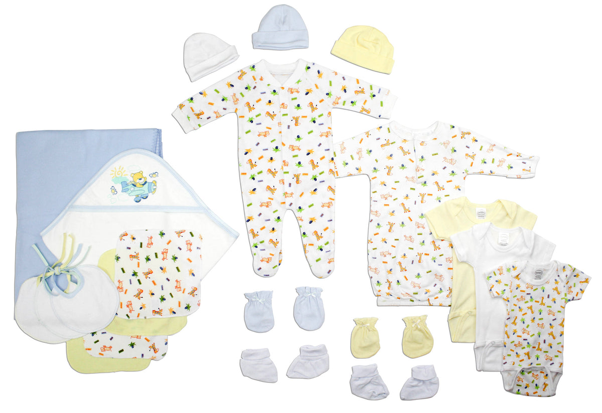 Newborn Baby Boys 21 Piece Layette Set front view