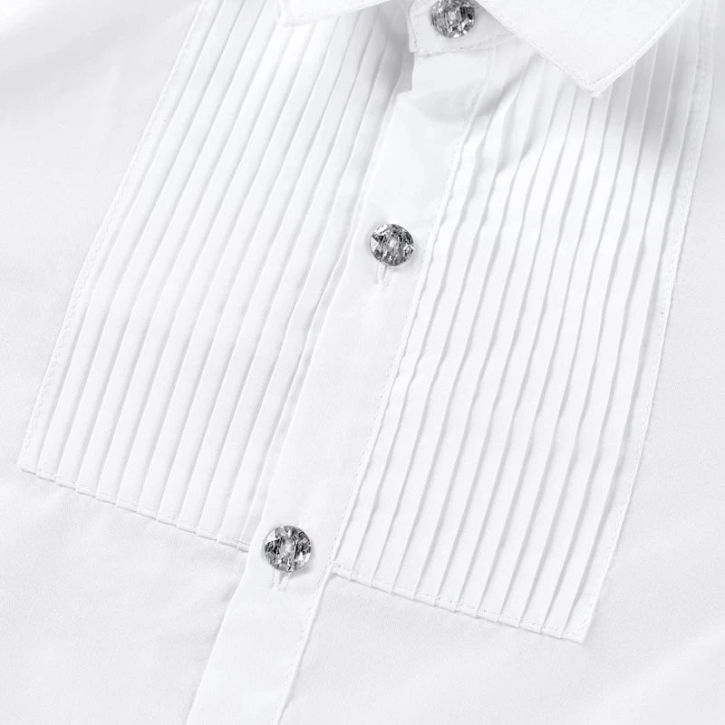 Baby Toddler Teenage Boys White Long Sleeve School Uniform Shirt front view