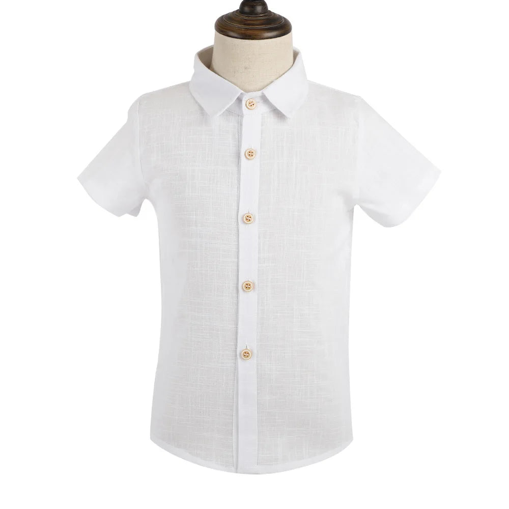 Baby Toddler Teenage Boys White Long Sleeve School Uniform Shirt front view