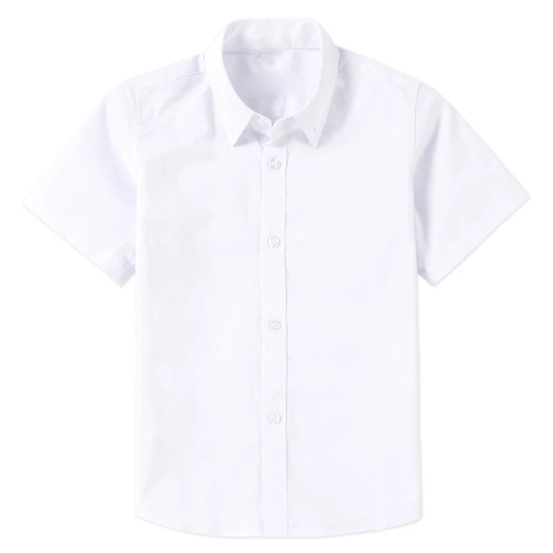 Boys White Cotton School Uniform Shirt front view
