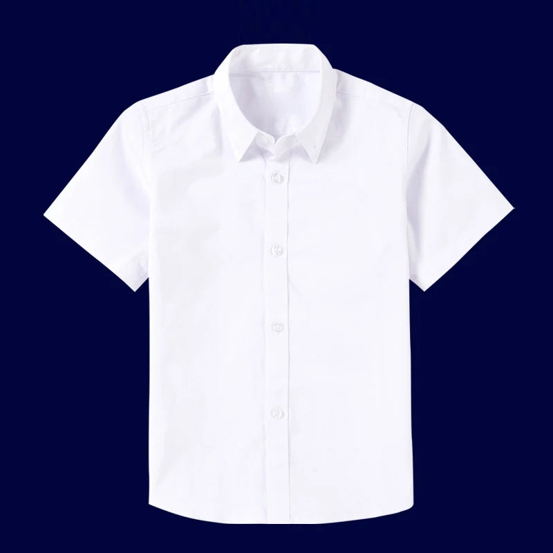 Boys White Cotton School Uniform Shirt front view