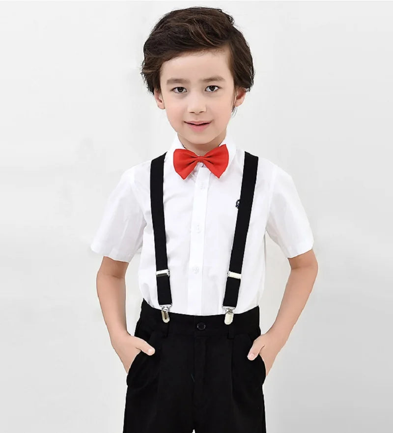 Boys White Cotton School Uniform Shirt front view