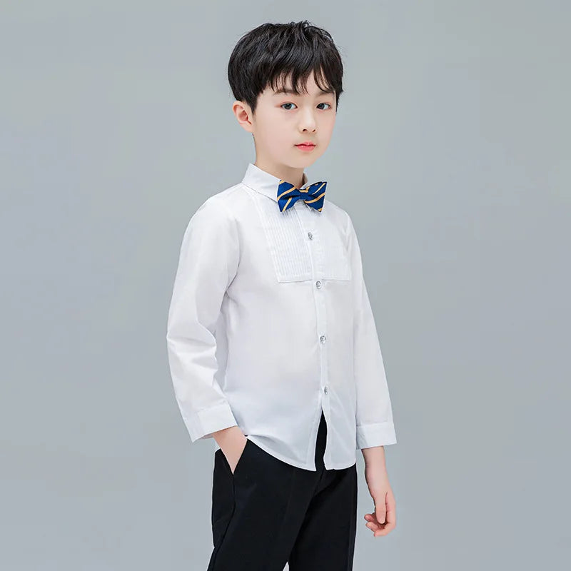 Baby Toddler Teenage Boys White Long Sleeve School Uniform Shirt front view