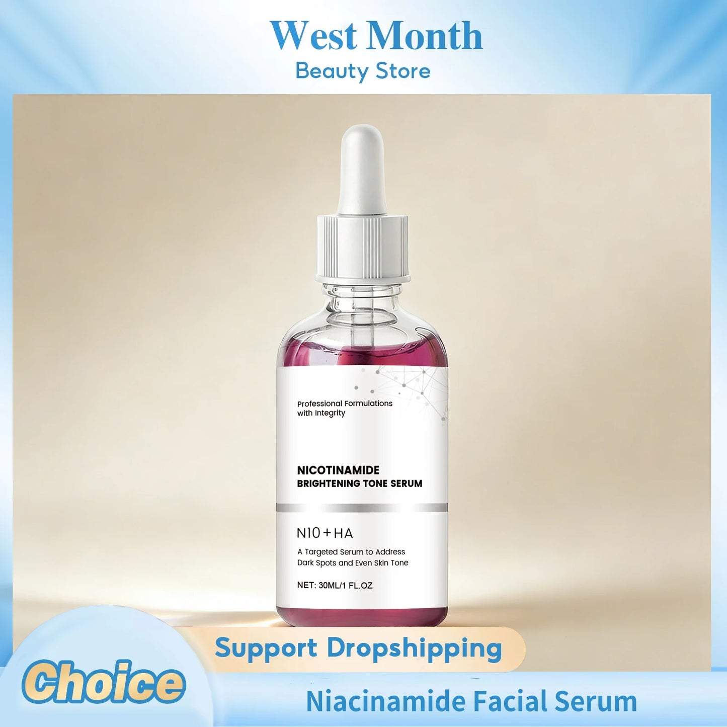 Niacinamide Facial Serum Brightening Firming Hydrating Improve Dullness Smoothing Rejuvenation Shrink Pores Glowing Facial Serum