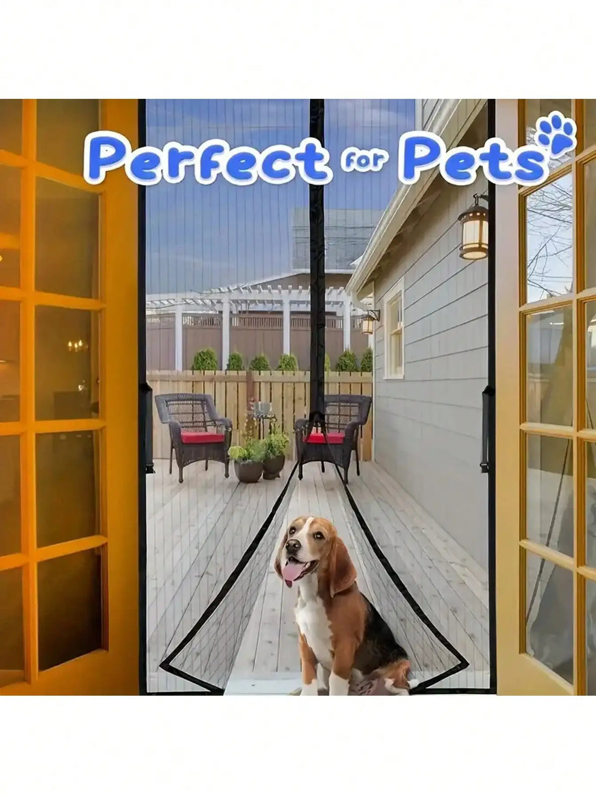 1pc Heavy Duty Magnetic Screen Door with Full Frame Hook and Loop, Durable Polyester Mesh Curtains Fits Doors up to 38x82 Inches