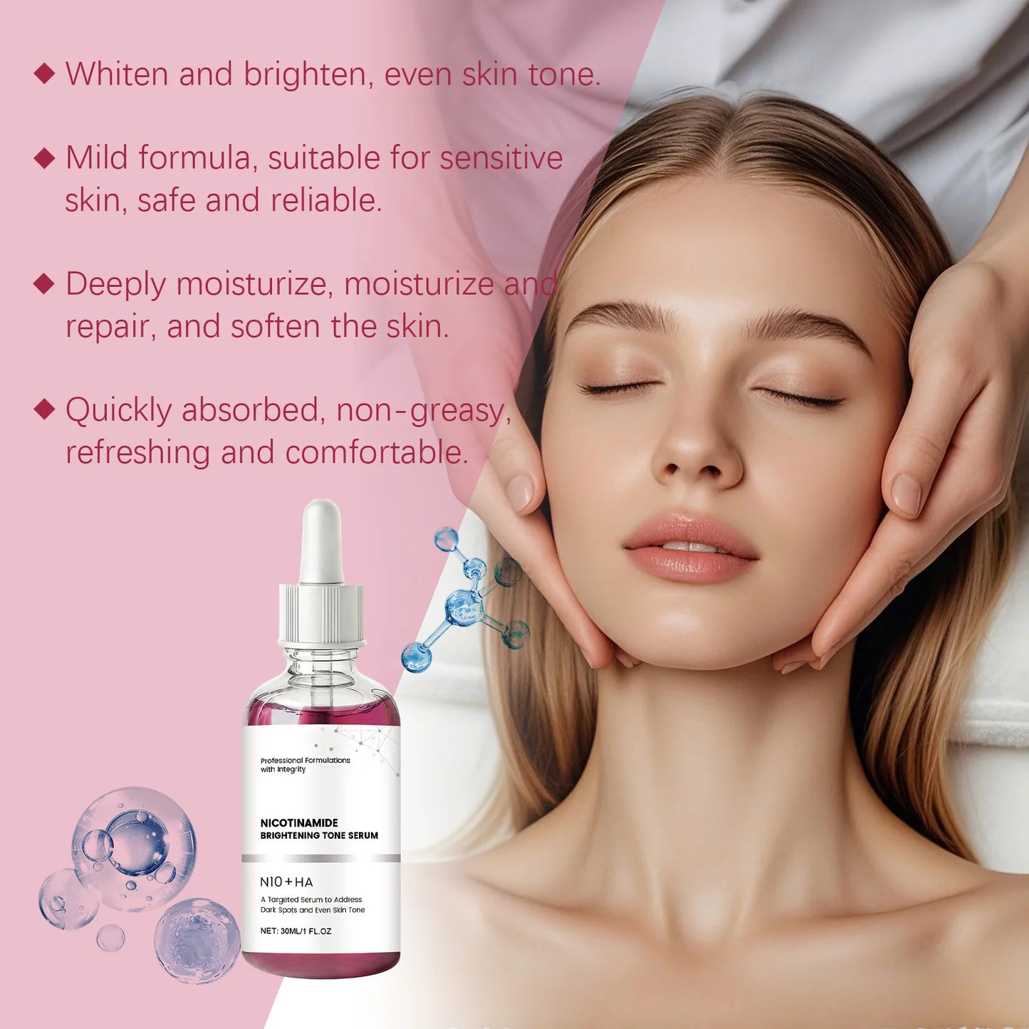 Niacinamide Facial Serum Brightening Firming Hydrating Improve Dullness Smoothing Rejuvenation Shrink Pores Glowing Facial Serum