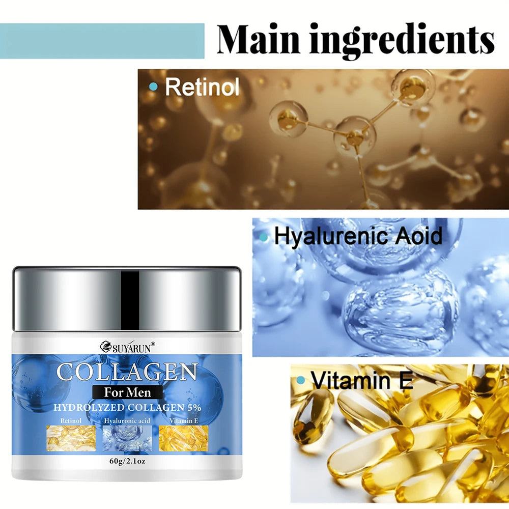 SUYARUN Collagen Men's Face Cream - Hydrating Moisturizer for Dry Skin | Non-Greasy Formula & Fast Absorption Daily Skincare.