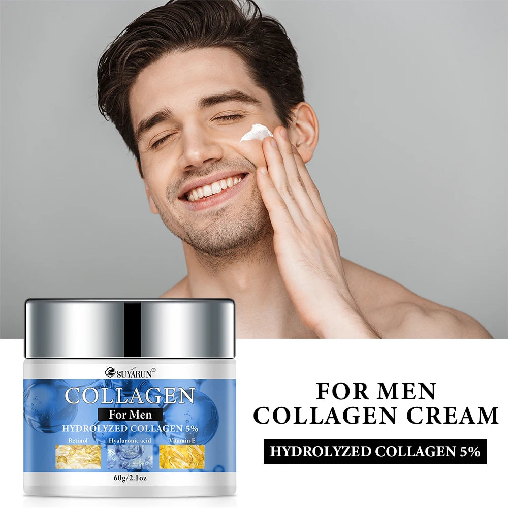 SUYARUN Collagen Men's Face Cream - Hydrating Moisturizer for Dry Skin | Non-Greasy Formula & Fast Absorption Daily Skincare.