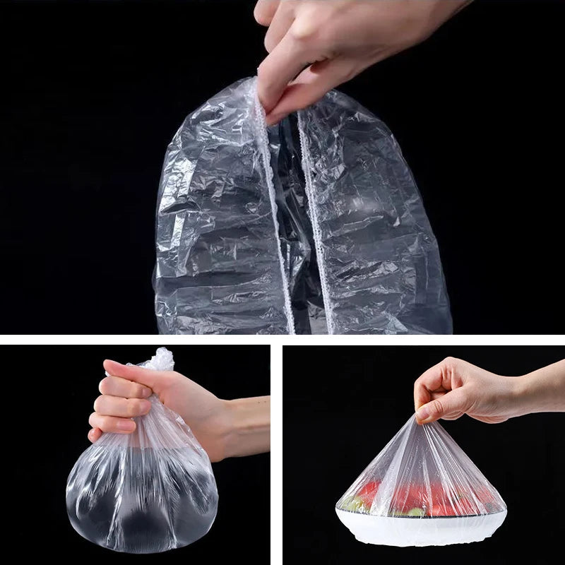 Reusable food bowl covers close-up showing elastic stitching