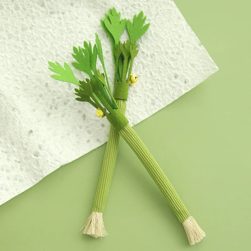 2pcs Interactive Cat Chew Toy Natural Silver Vine Stick Squeaky Celery Kitten Game Toy Bite-resistant Teeth Cleaning Cat Toy