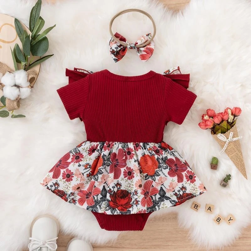 Summer Baby Girl Bowknot Cotton Dress front view