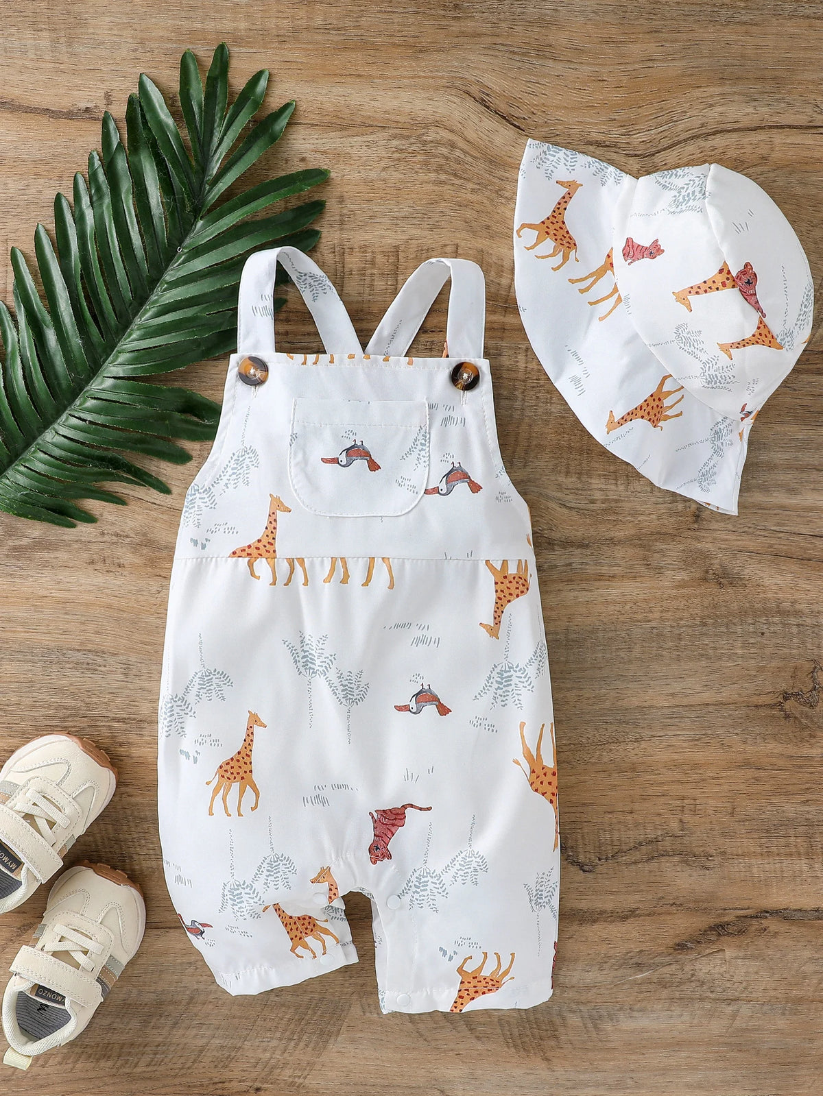 2Pcs Baby Boys Sleeveless Jumpsuit Set front view