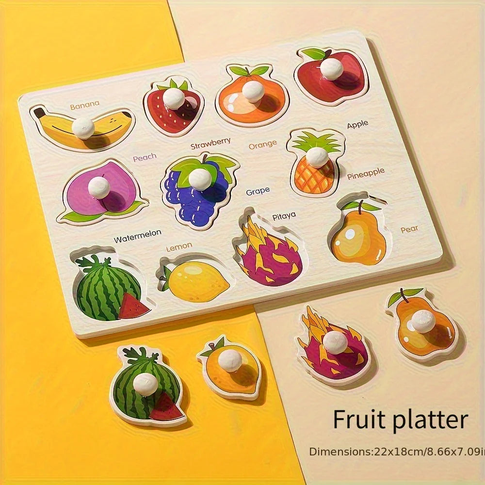 Montessori Early Education Geometry Beginner Puzzle Board, Hand-Held Fixed Board Puzzle Development, Puzzle Block Shape Matching
