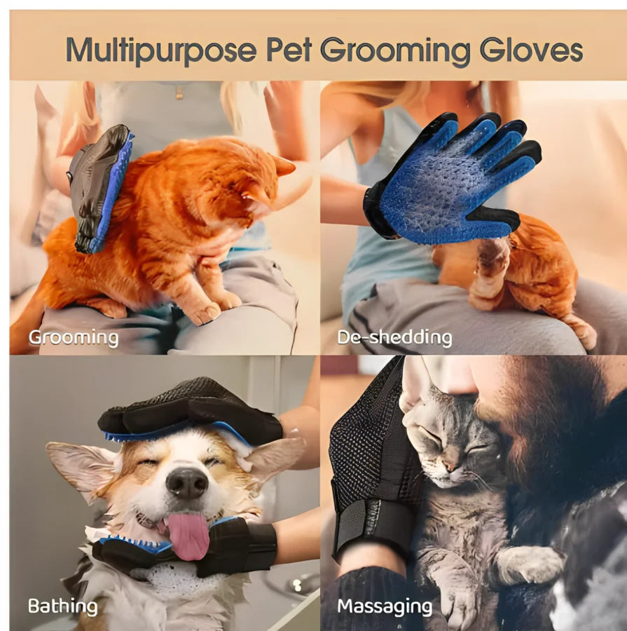 Pet Hair Glove Comb Pet Dog Cat Grooming Cleaning Glove Deshedding Hair Remover Massage Brush Animal Supplies Cat Accessories