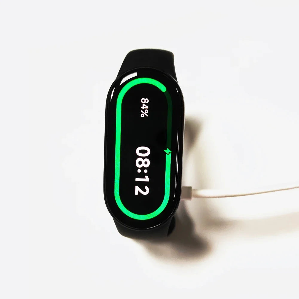 AMOLED Fitness Tracker showing heart rate monitoring screen