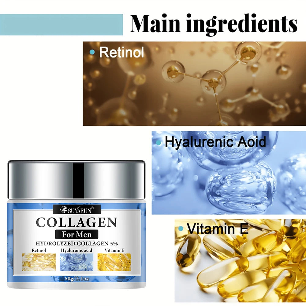 SUYARUN Retinol & Collagen Face Cream for Men - Anti-Aging Hydrating Moisturizer, Firming & Revitalizing Skincare.