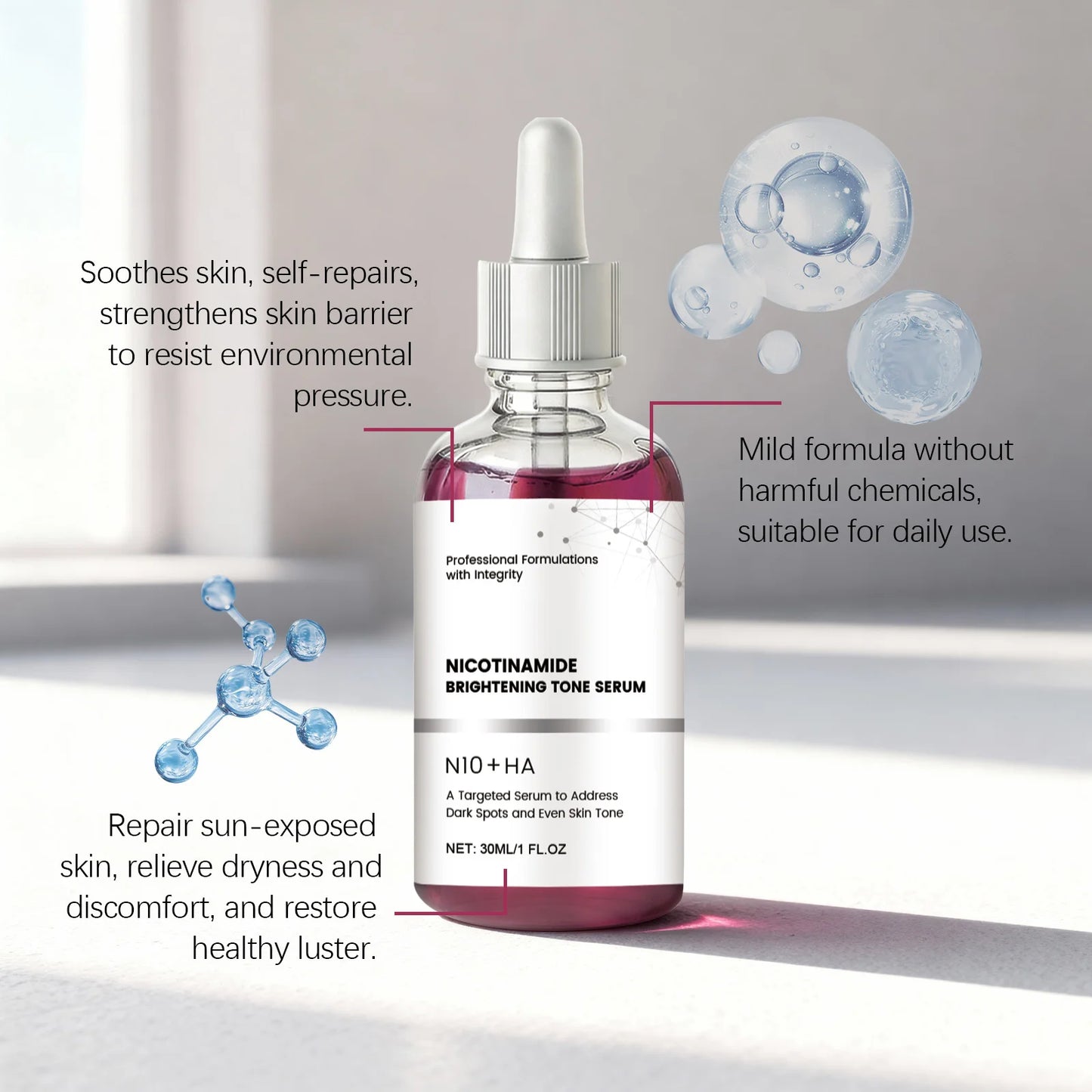 Niacinamide Facial Serum Brightening Firming Hydrating Improve Dullness Smoothing Rejuvenation Shrink Pores Glowing Facial Serum