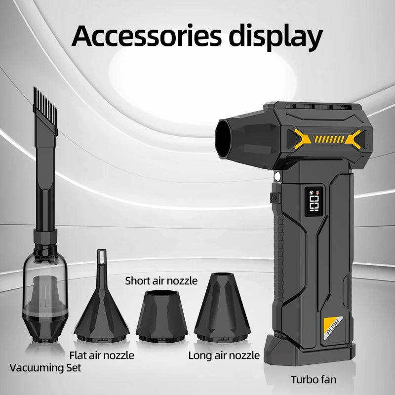 580000 RPM Powerful Turbo Blower, Cordless Vacuum Cleaner, Electric Snow Blower, 380g Blowing Force, LED Lighting, Car Cleaning