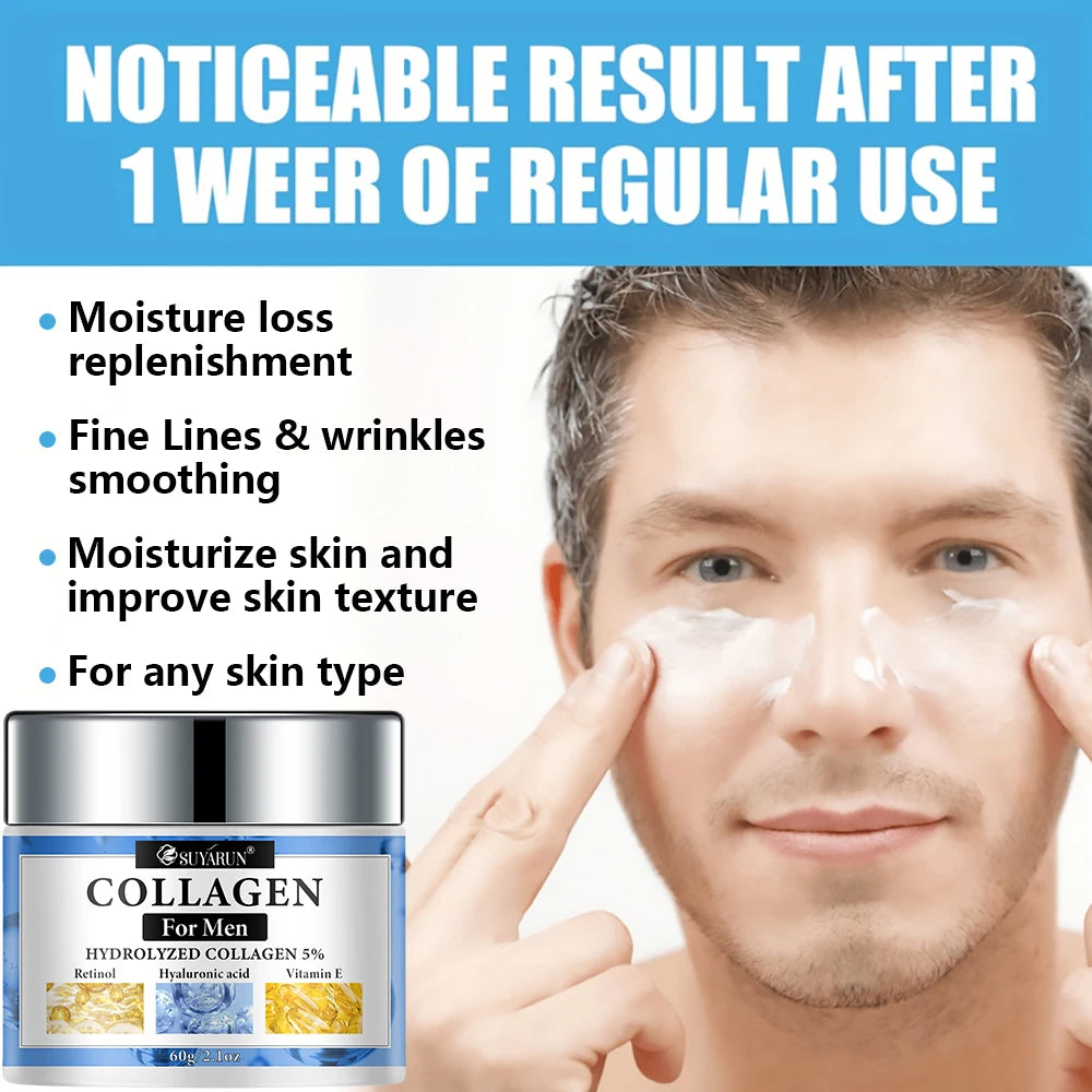 SUYARUN Retinol & Collagen Face Cream for Men - Anti-Aging Hydrating Moisturizer, Firming & Revitalizing Skincare.