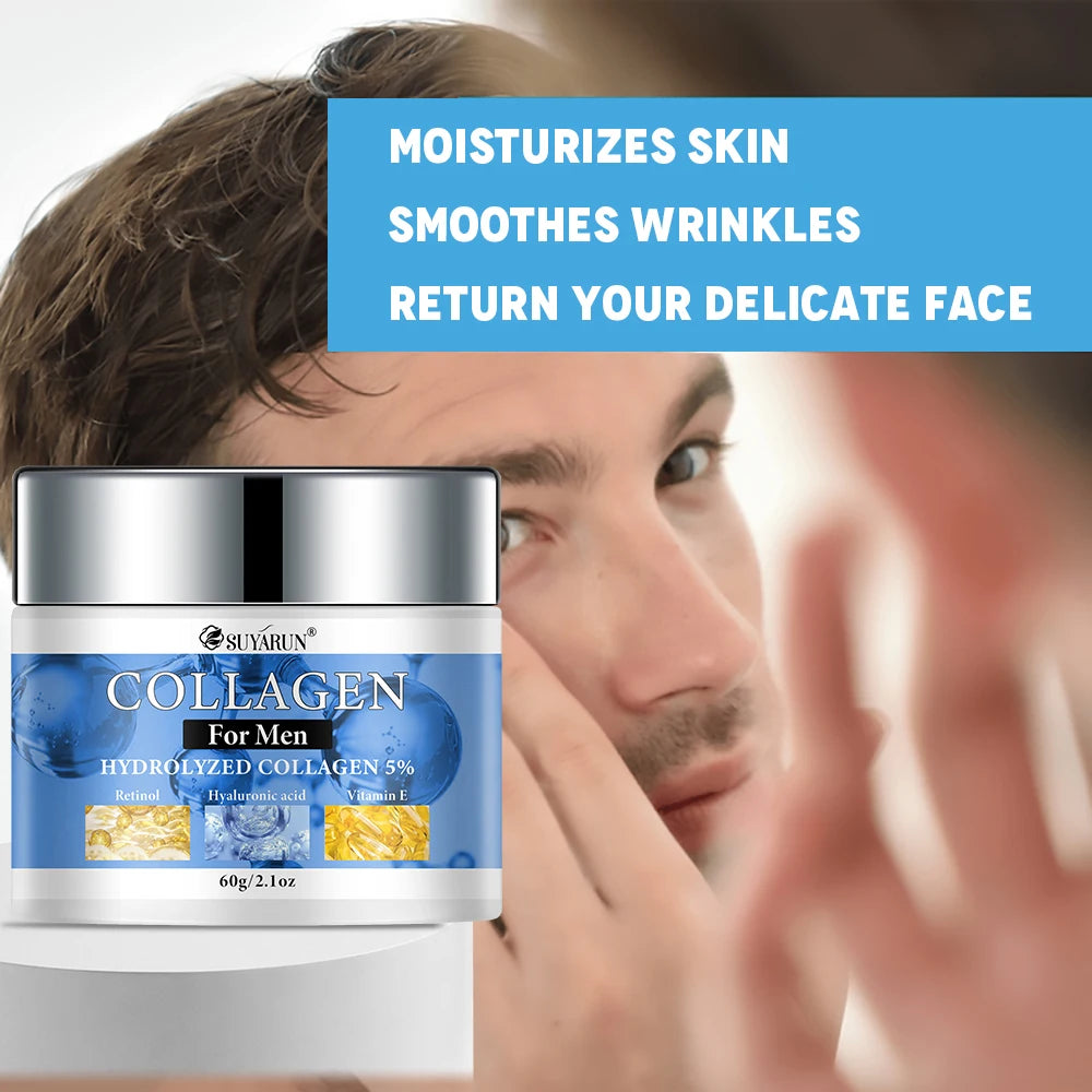 SUYARUN Collagen Men's Face Cream - Hydrating Moisturizer for Dry Skin | Non-Greasy Formula & Fast Absorption Daily Skincare.