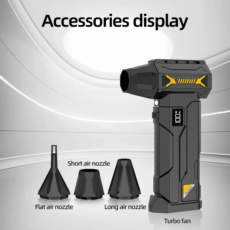 580000 RPM Powerful Turbo Blower, Cordless Vacuum Cleaner, Electric Snow Blower, 380g Blowing Force, LED Lighting, Car Cleaning
