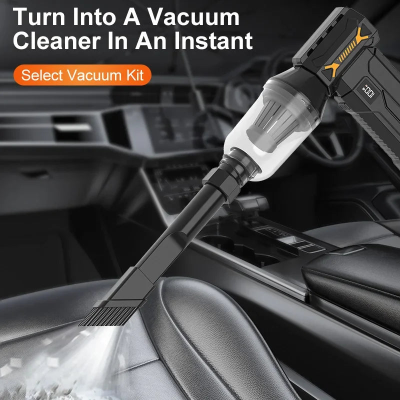 580000 RPM Powerful Turbo Blower, Cordless Vacuum Cleaner, Electric Snow Blower, 380g Blowing Force, LED Lighting, Car Cleaning