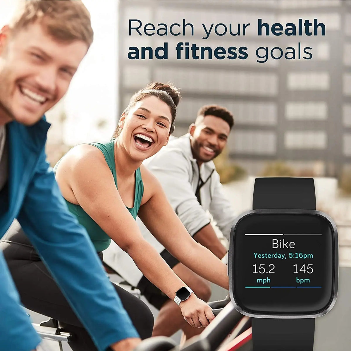 Health Fitness Smartwatch worn on wrist during workout" "Health Fitness Smartwatch with Alexa voice control featu