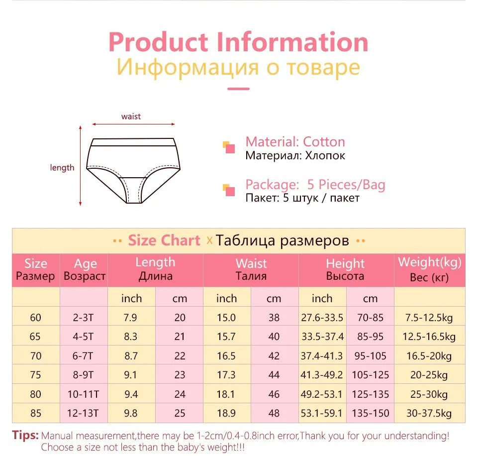 5 Pcs Girls Hello Kitty Cotton Underwear front view