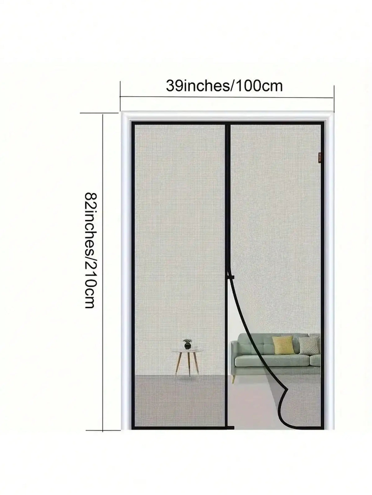 1pc Heavy Duty Magnetic Screen Door with Full Frame Hook and Loop, Durable Polyester Mesh Curtains Fits Doors up to 38x82 Inches
