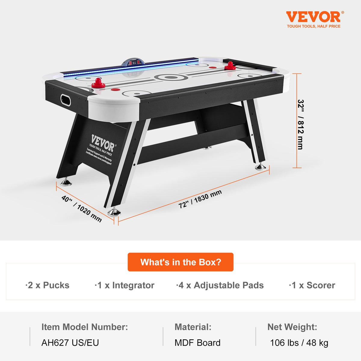 Air Powered Hockey Table front view