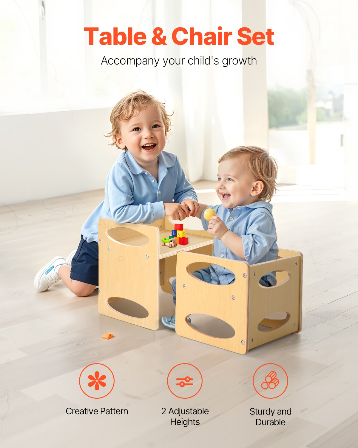 Montessori Weaning Table and Chair Set, Wooden Toddler Table and Chair