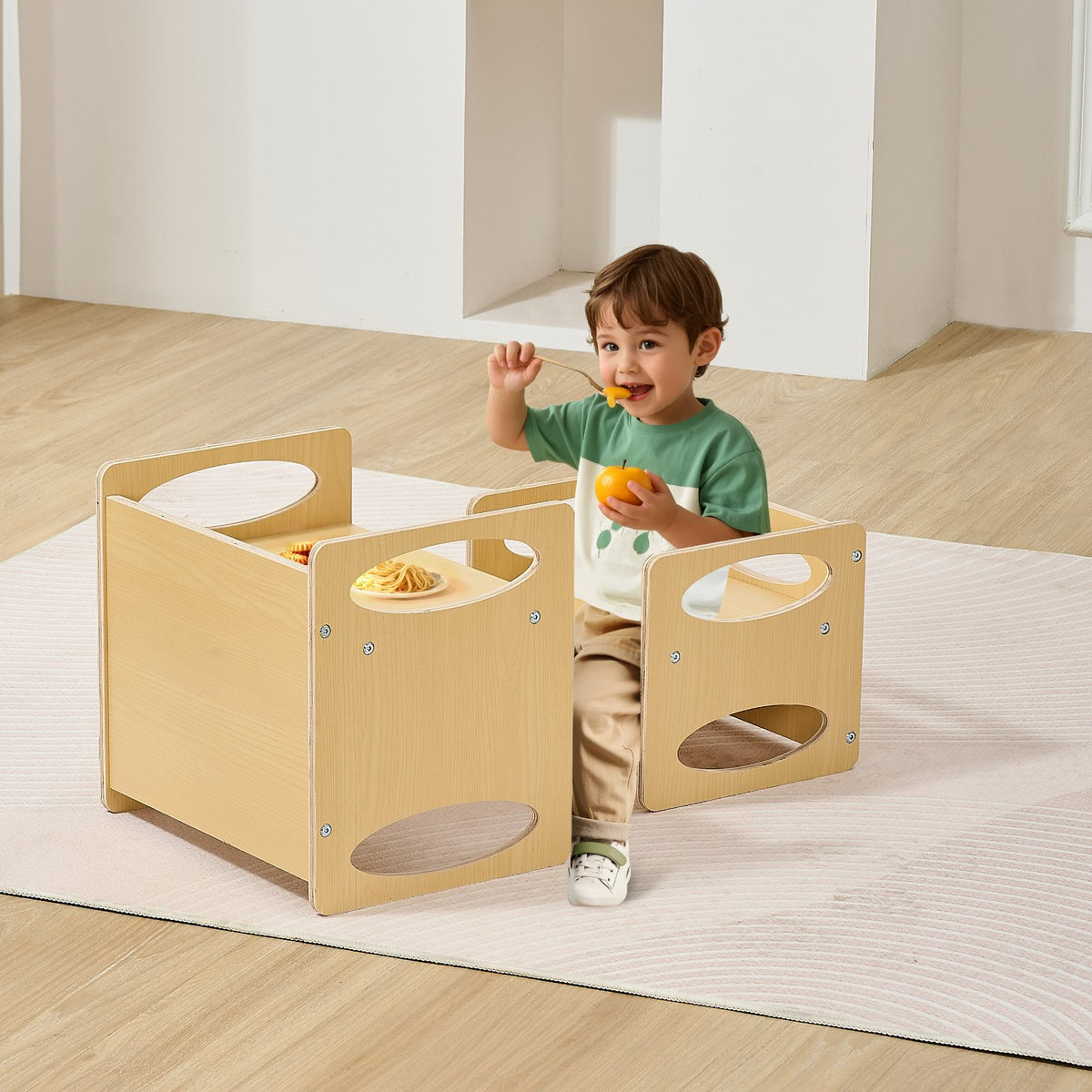 Montessori Weaning Table and Chair Set, Wooden Toddler Table and Chair