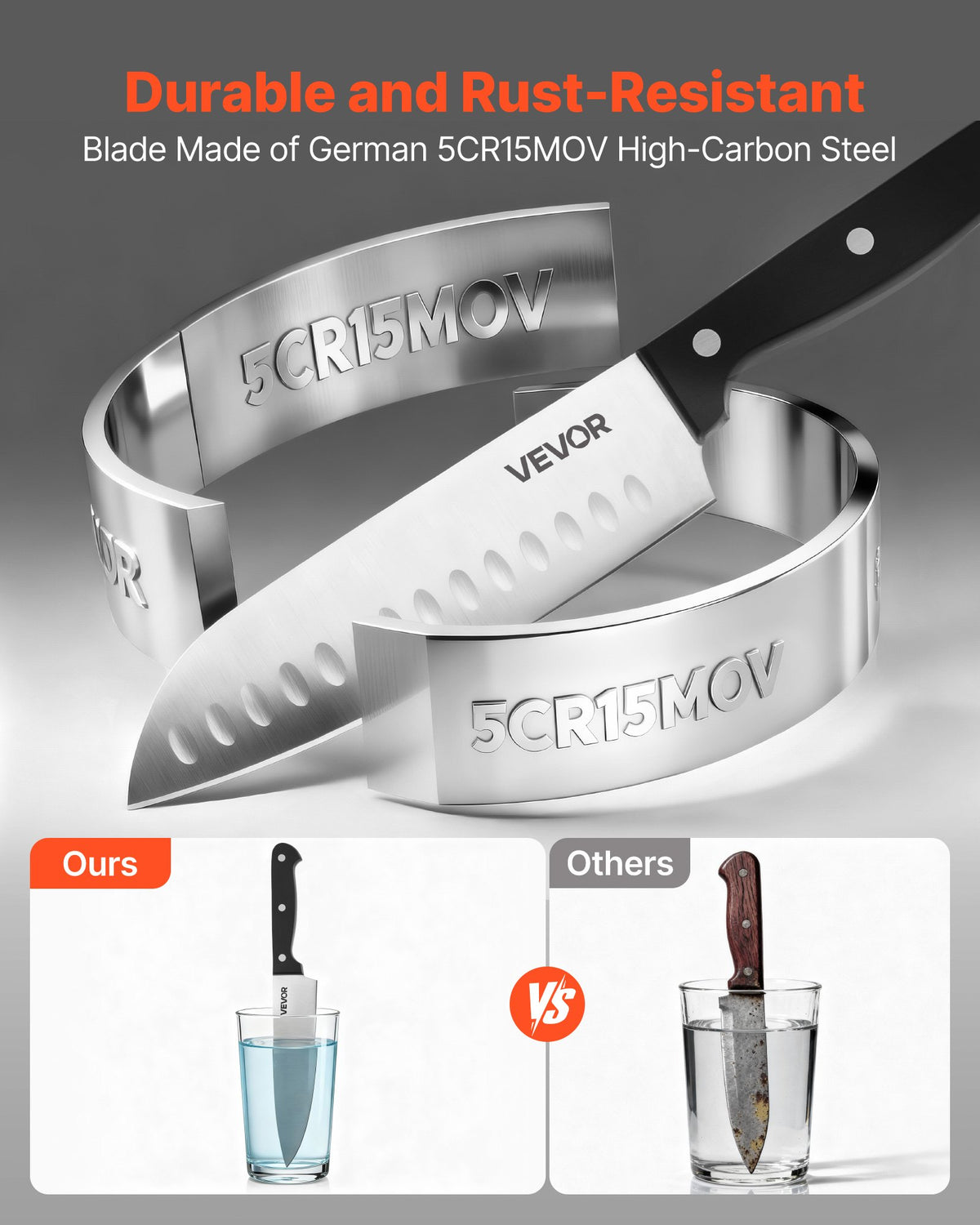 15 Piece German Kitchen Knife Set front view