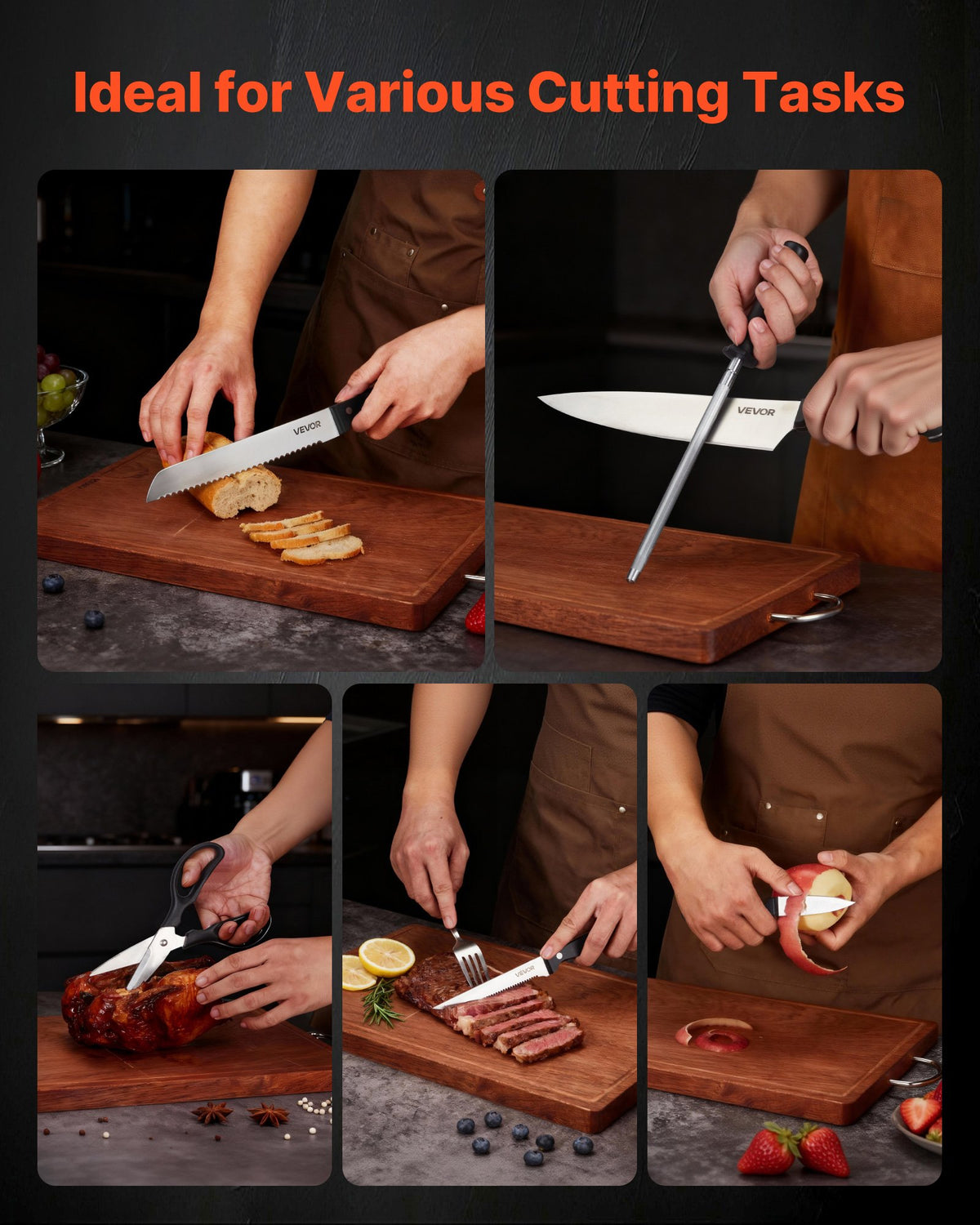 15 Piece German Kitchen Knife Set front view