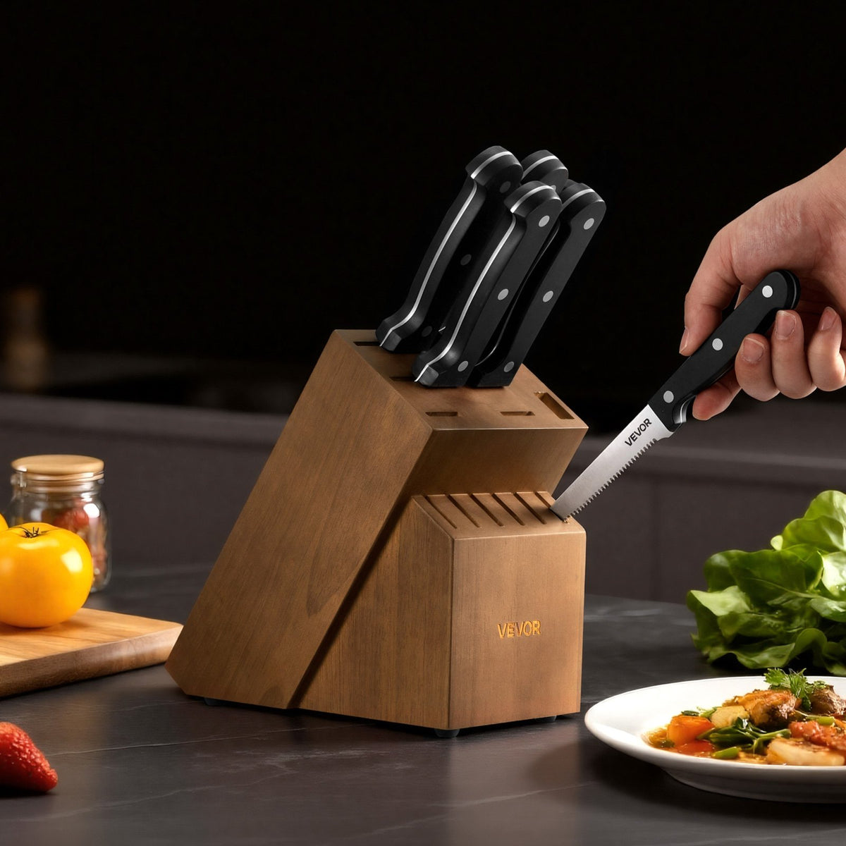 15 Piece German Kitchen Knife Set front view