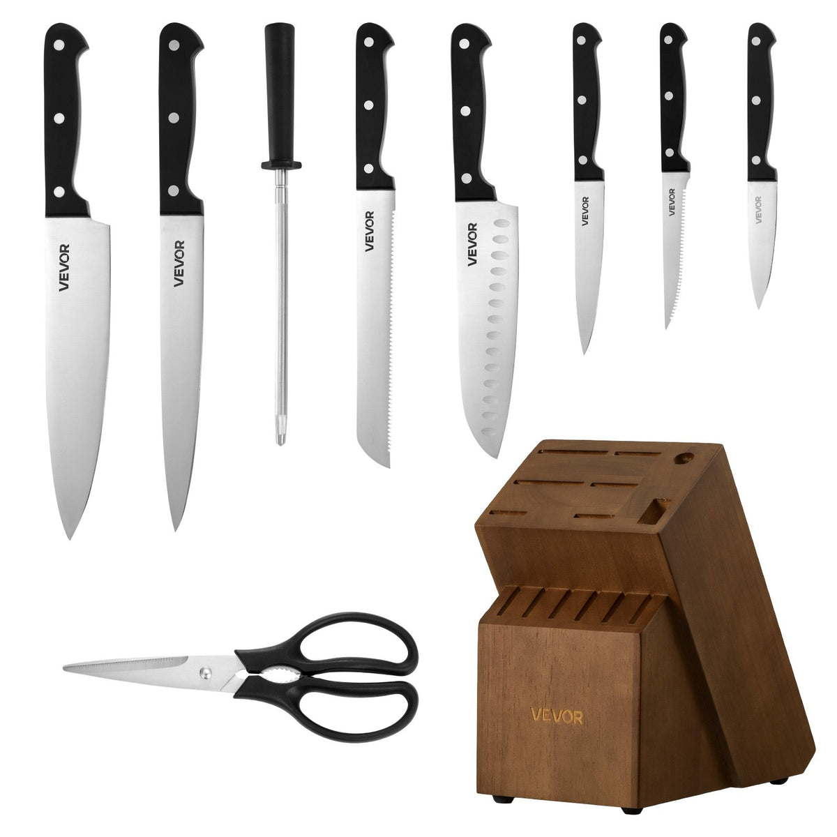 15 Piece German Kitchen Knife Set front view