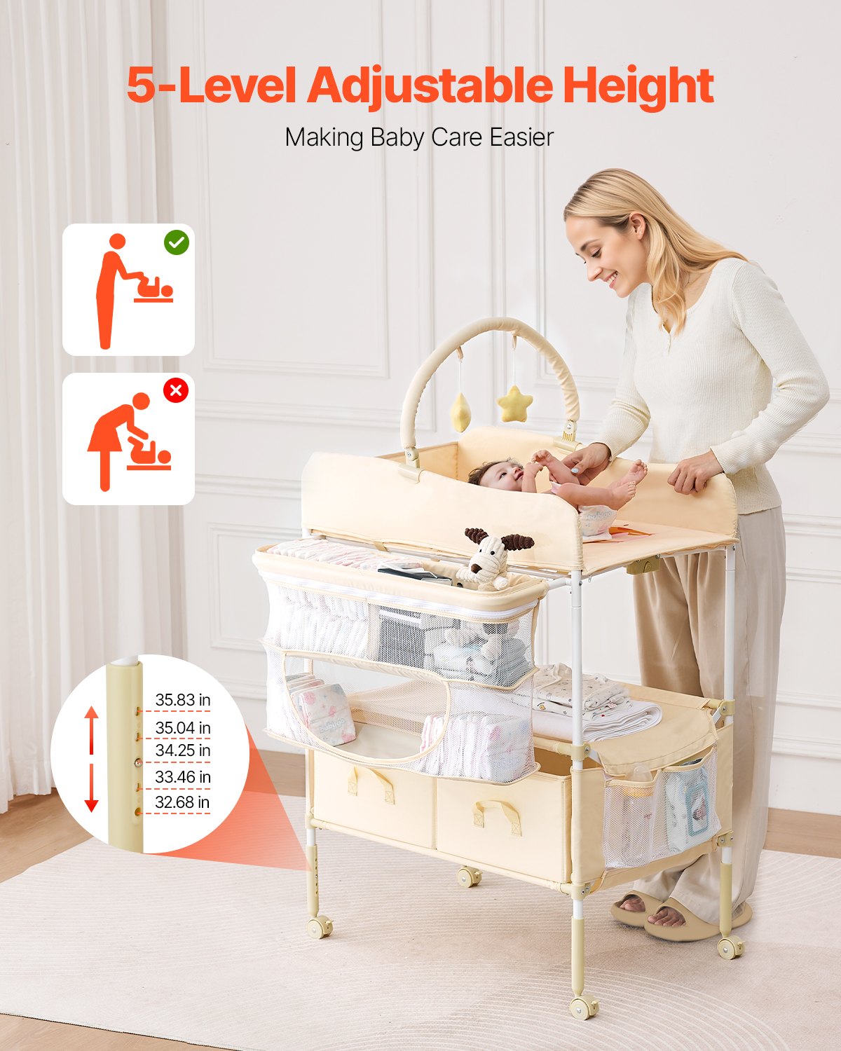 Baby Foldable Changing Table front view